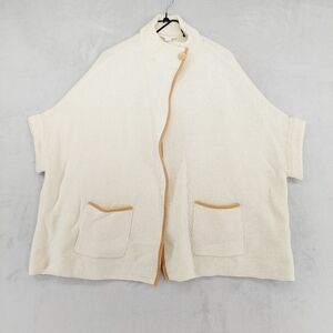 Lauren Conrad Cream Knit Poncho with Button Detail and Front Pockets P1655